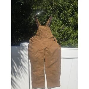 Vintage Carhartt Double Knee Duck Unlined Bib Overalls USA Distressed 38 X 30